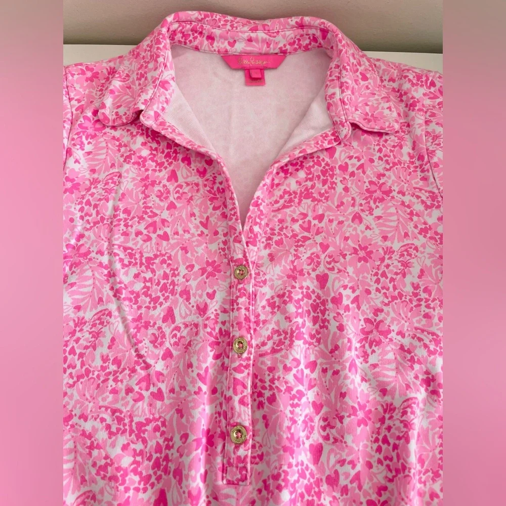 Lilly Pulitzer Short Sleeve Hot Pink Button Up Jorgie Shorts Romper Women’s Sm - Picture 11 of 13